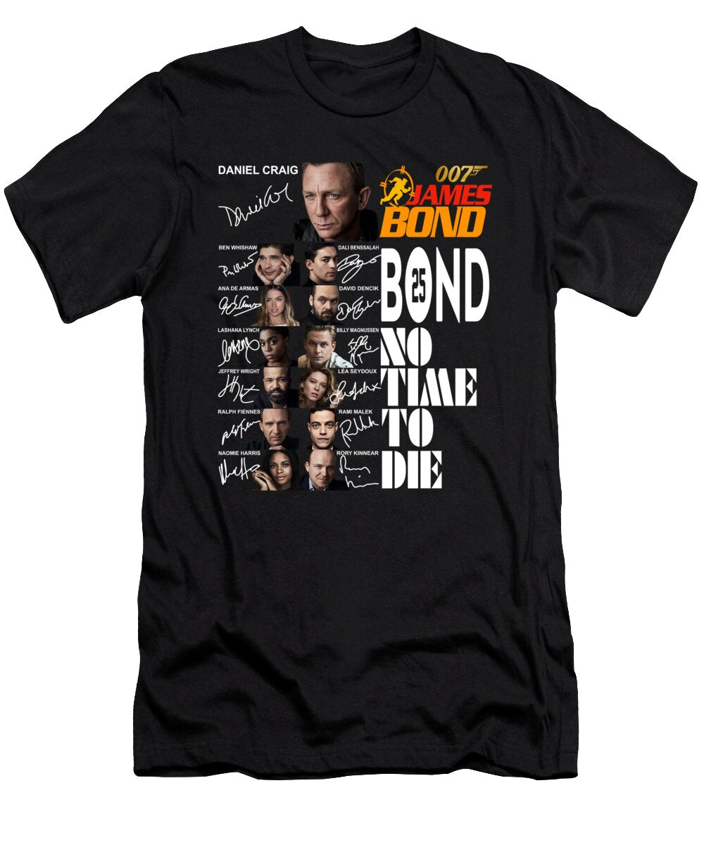 007 Movies James Bond No Time No Die Cast Signed Daniel Craig Th T-Shirt