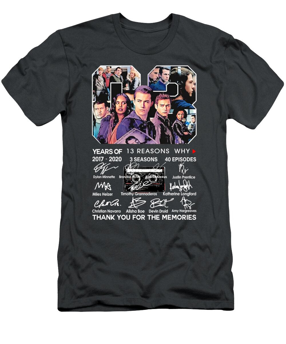 03 Years of 2017 2020 13 Reasons Why 3 Seasons 40 Episodes Thank You for the Memories Signatures T S Theo Davis T-Shirt
