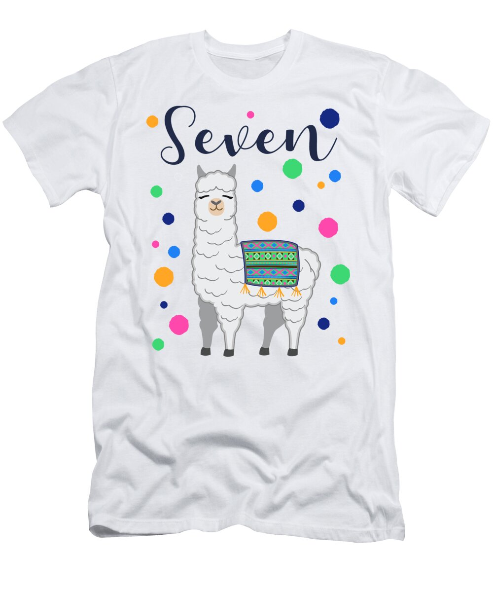 1 7 Years Birthday Gift Kids Llama Alpaca John Romeo T-Shirt