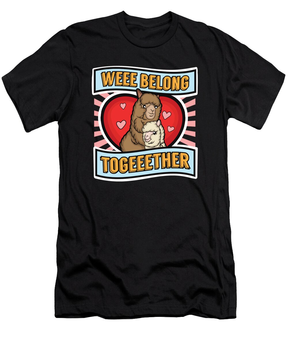 1 Alpaca Llama Love Valentine Partner Romance Cute Marco Rothe T-Shirt