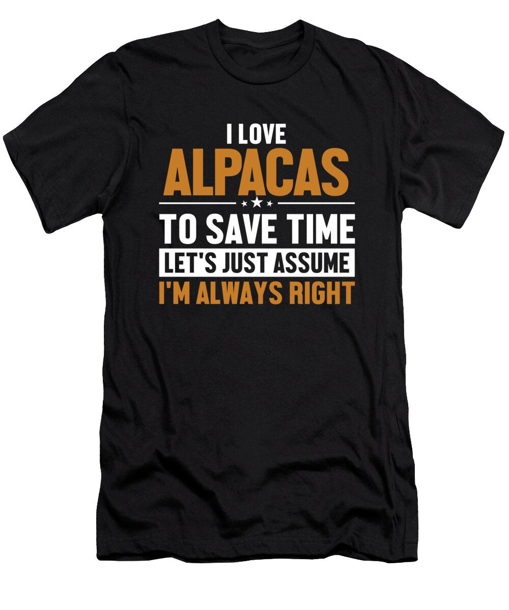 1 Alpacas Lets Assume Im Right Llama Vicuna Guanaco Alpaca Graphics Lab T-Shirt
