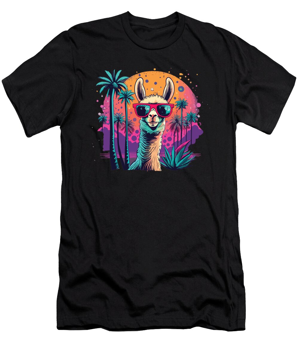 1 Alpaka Retro Sunset Alpaka Sunglasses Alpacas Steven Zimmer T-Shirt