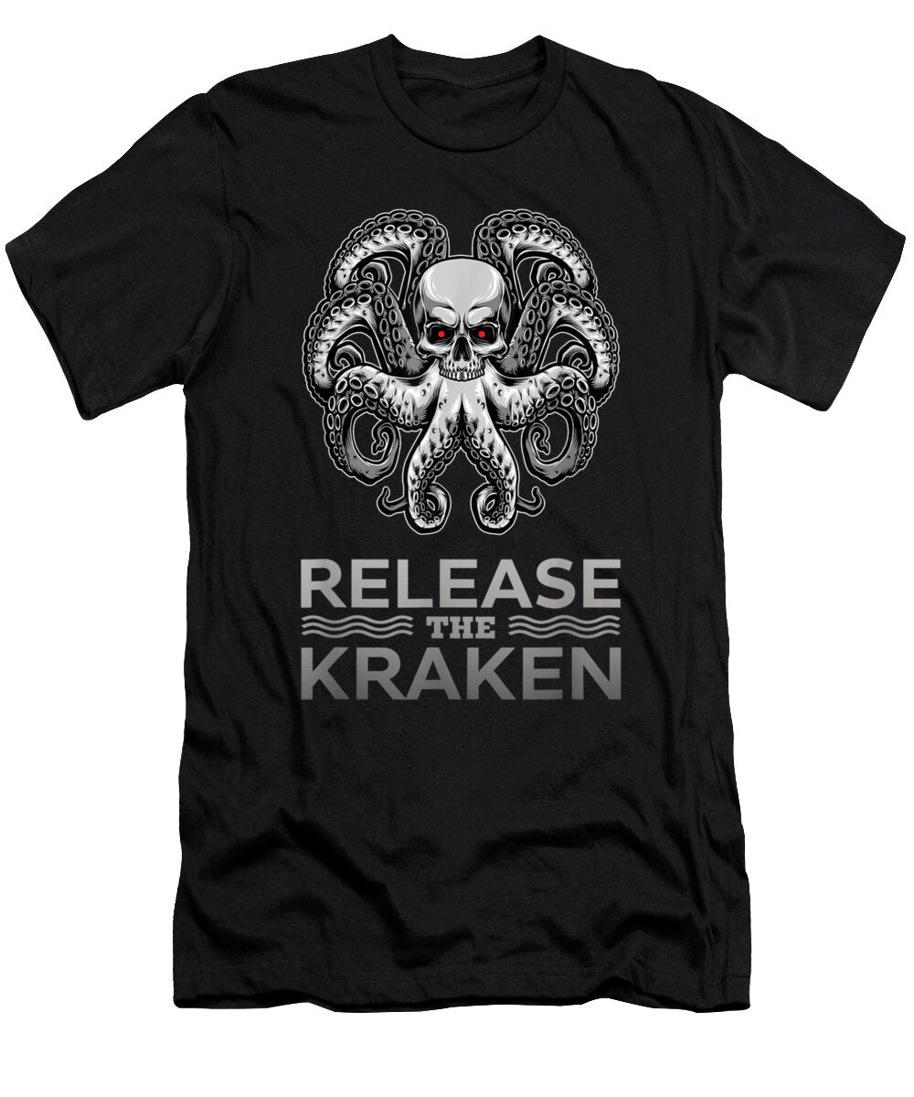 1 Ancient Greek Mythology Release the Kraken Skull Shannon Nelson Art T-Shirt