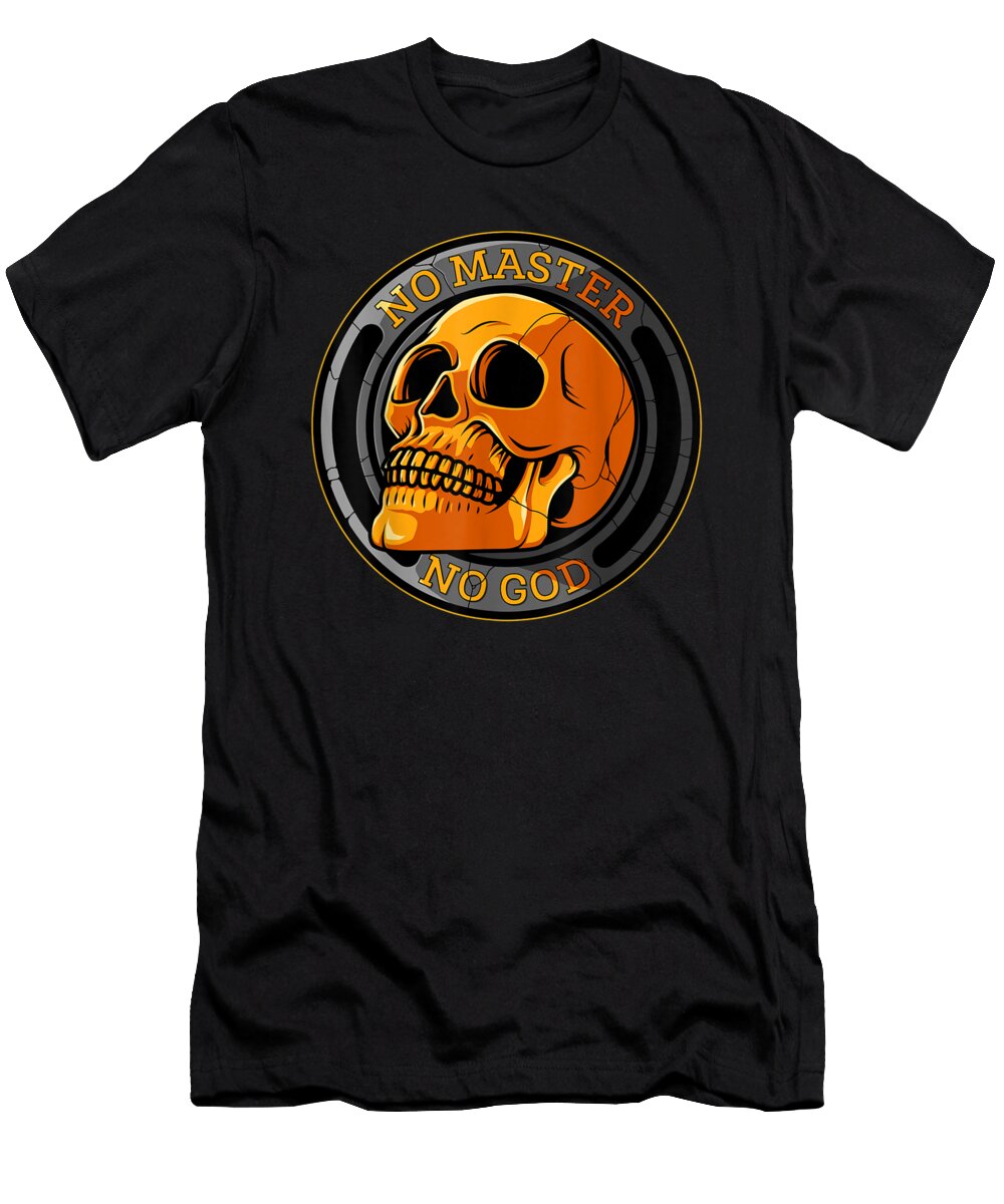 1 Atheist Agnostic Satan Skull No Master No God Shannon Nelson Art T-Shirt