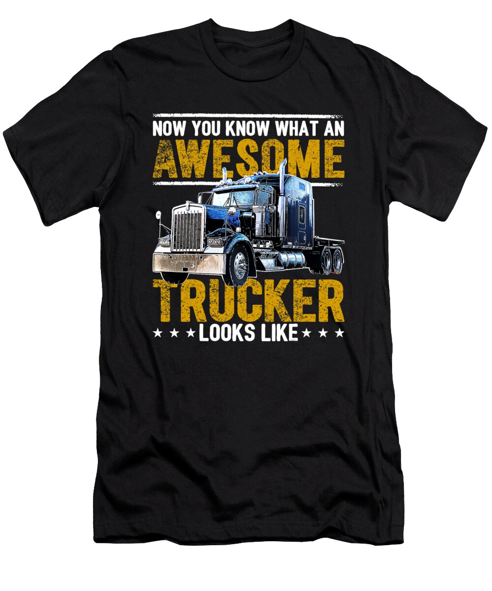 1 Awesome Trucker Big Rig Semi Trailer Truck Driver Gift Men Dhbubble T-Shirt