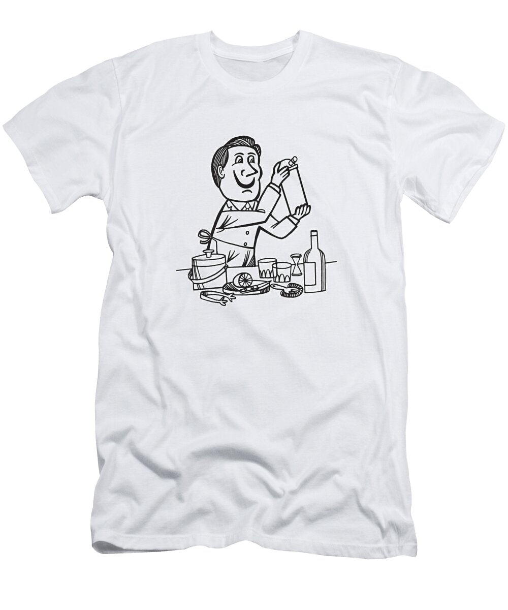 1 Bartender Mixing Cocktails Csa Images T-Shirt