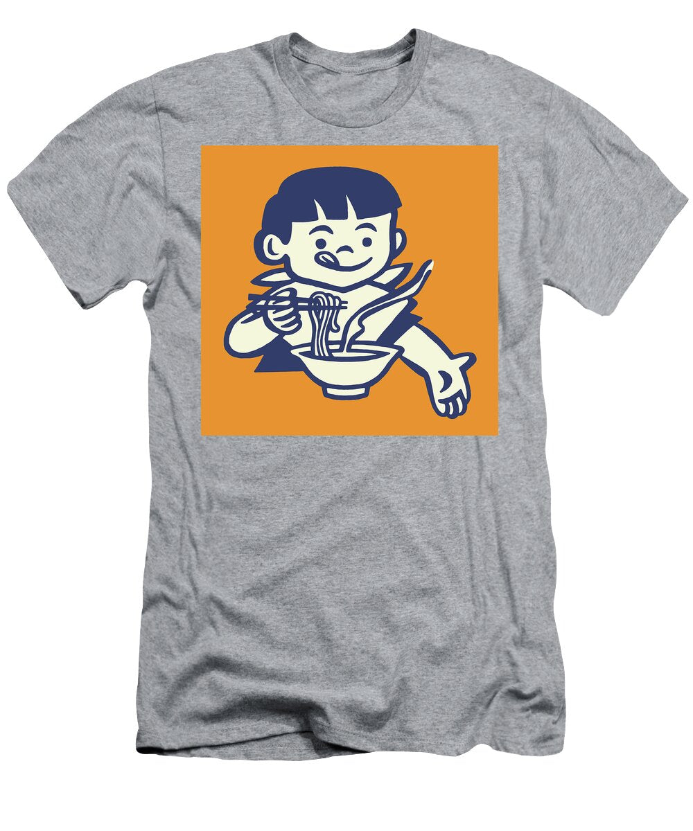 1 Boy Eating Noodles Csa Images T-Shirt