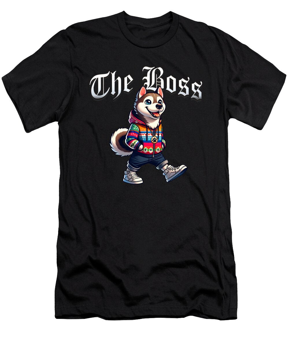 1 Brown Husky Dog the Boss Cool Jacket Outfit Dog Zyneu Gangd T-Shirt