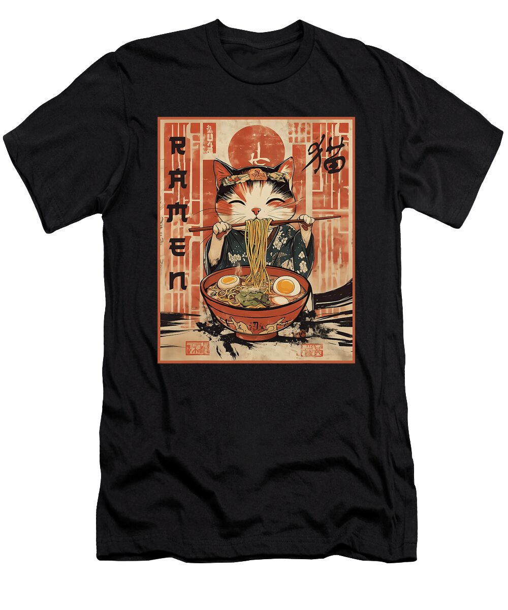 1 Cat Ramen Japanese Graphic Kawaii Cat Anime Zyneu Gangd T-Shirt