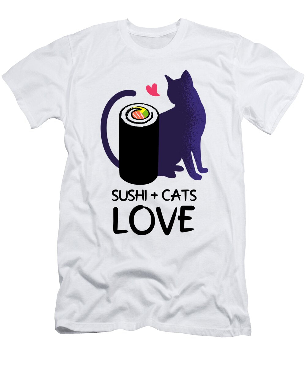 1 Cats Love to Eat Sushi I Rice Japan Tenshirt T-Shirt