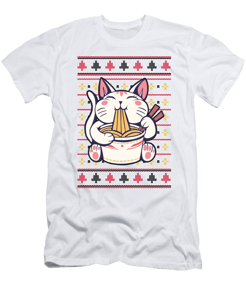 1 Christmas Cat Ramen Funny Xmas Kitten Pet Animal Florian Dold Art T-Shirt