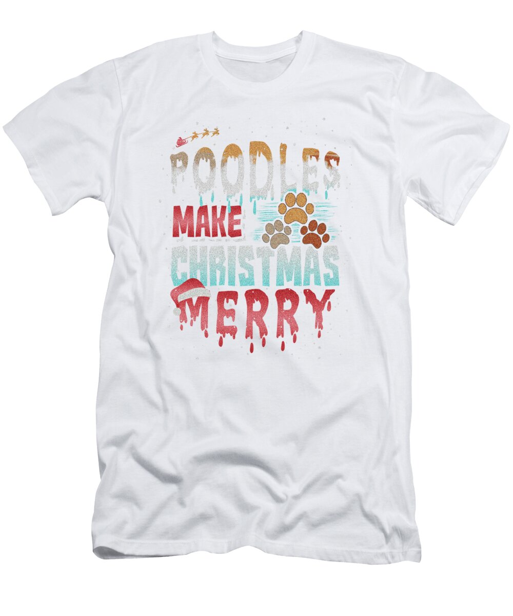 1 Christmas Dog Poodles Make Christmas Merry Kanig Designs T-Shirt