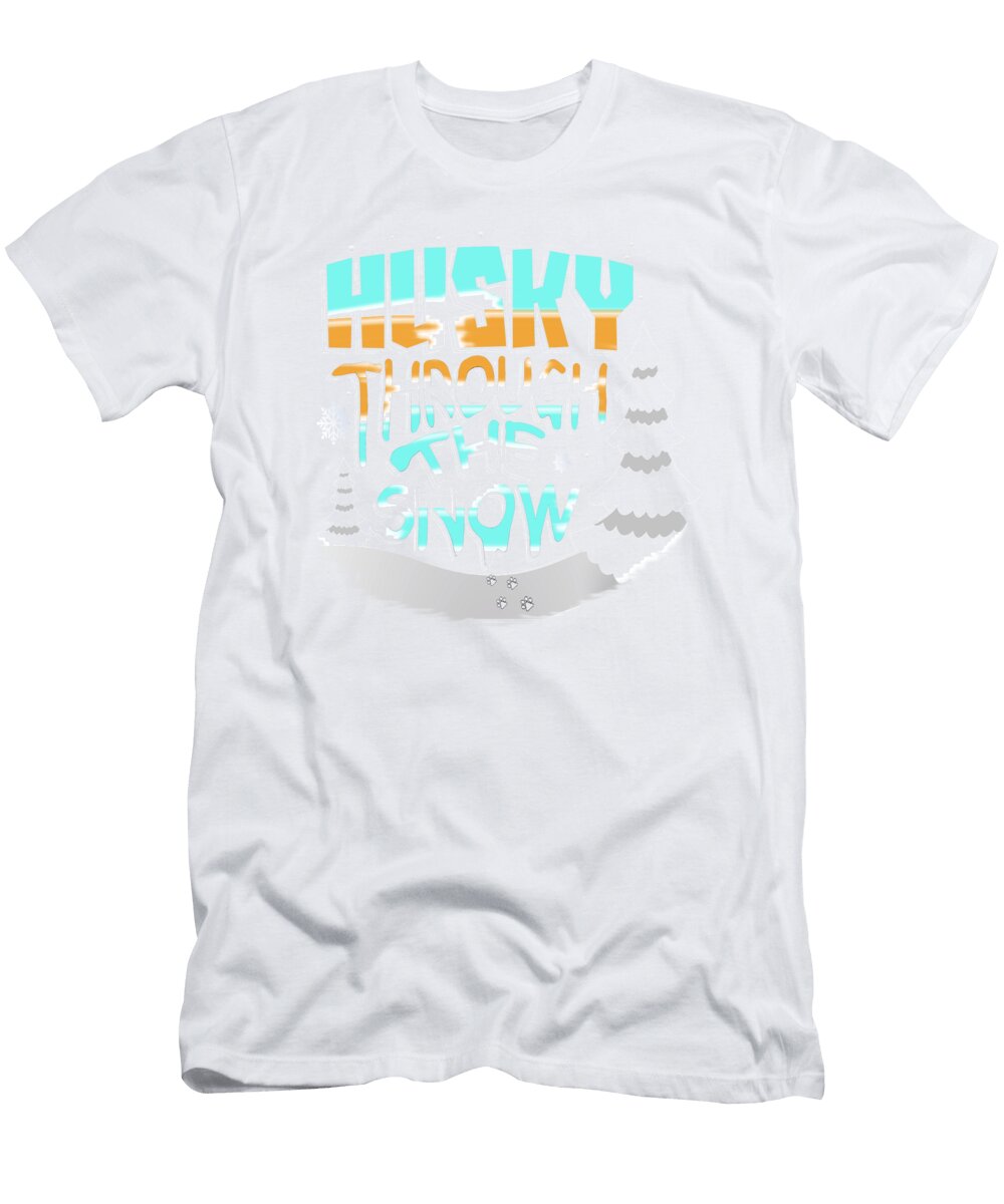 1 Christmas Husky Through the Snow Dog Lover Kanig Designs T-Shirt