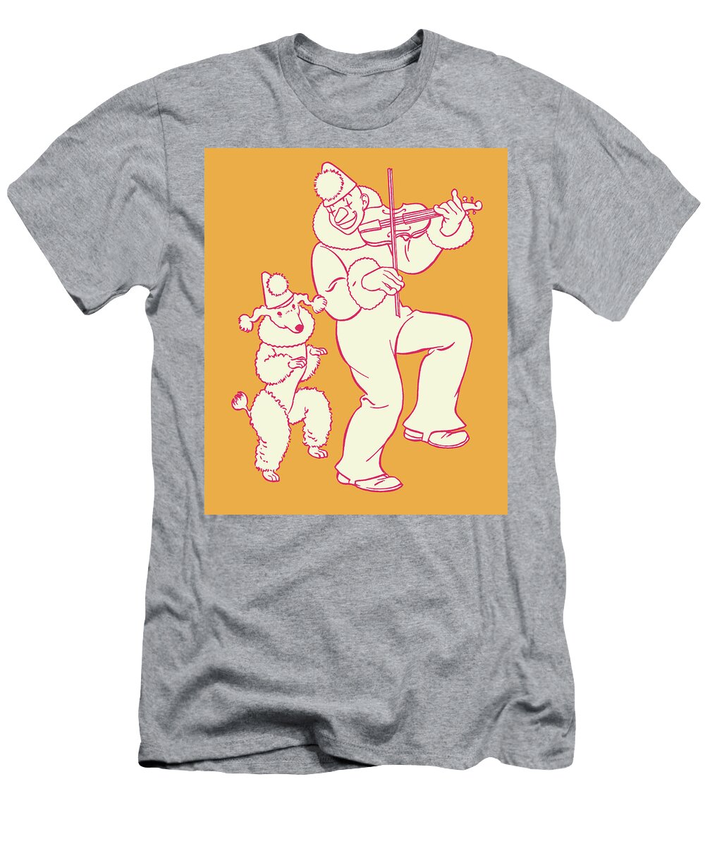 1 Clown and Poodle Dancing Csa Images T-Shirt