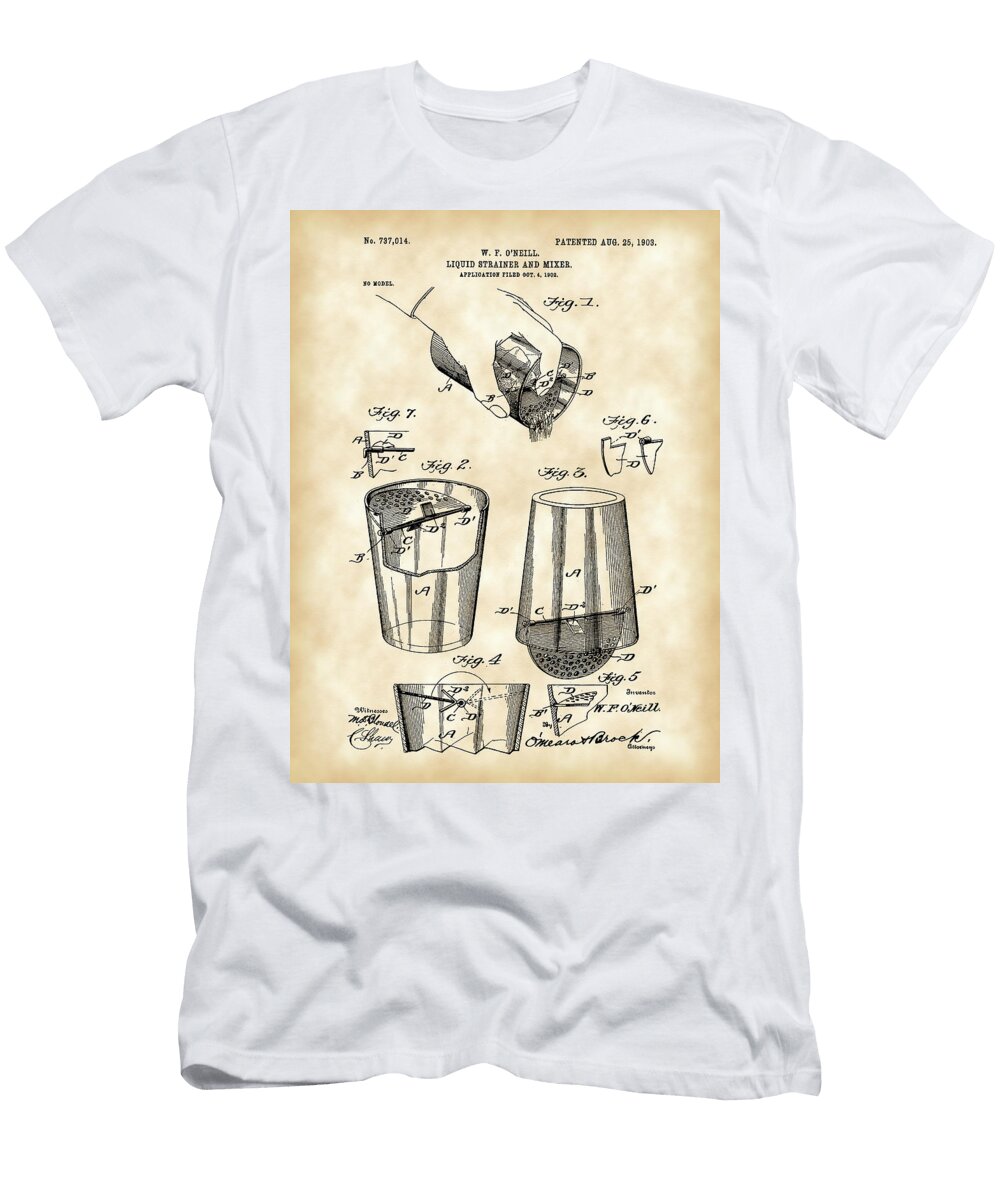 1 Cocktail Mixer and Strainer Patent Stephen Younts T-Shirt