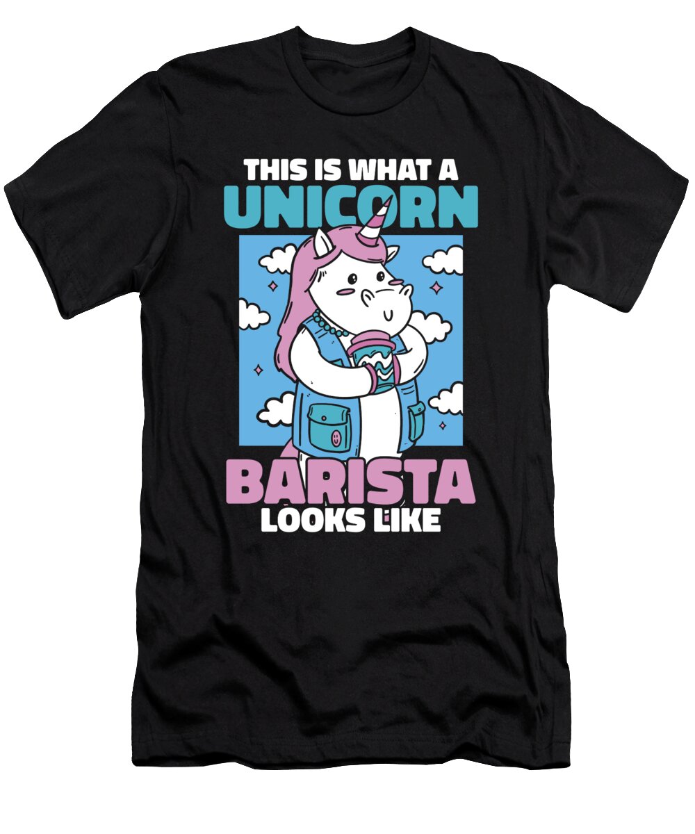 1 Coffee Barista Roaster Roasting Cafe Coffee Unicorn Crazy Squirrel T-Shirt