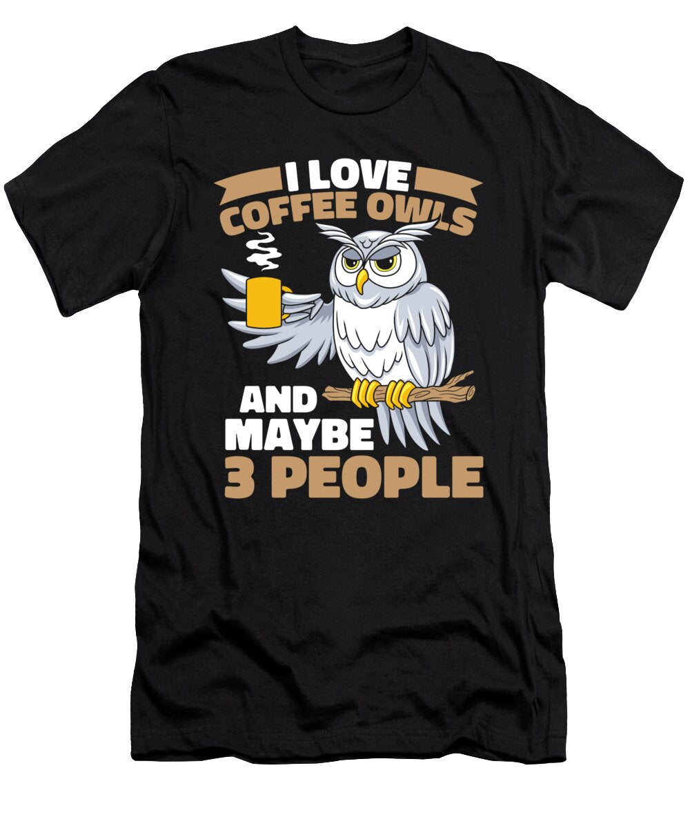 1 Coffee Caffeine Roaster Roasting Cafe Barista Coffee Owl Crazy Squirrel T-Shirt