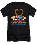 1 Coffee US Flag Roasting Cafe Barista Coffee 4th of July Crazy Squirrel T-Shirt