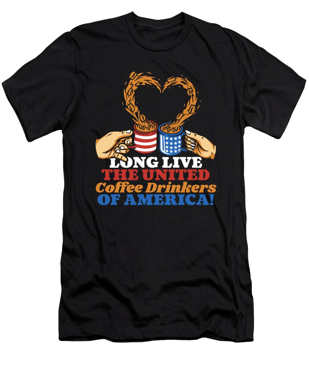 1 Coffee US Flag Roasting Cafe Barista Coffee 4th of July Crazy Squirrel T-Shirt