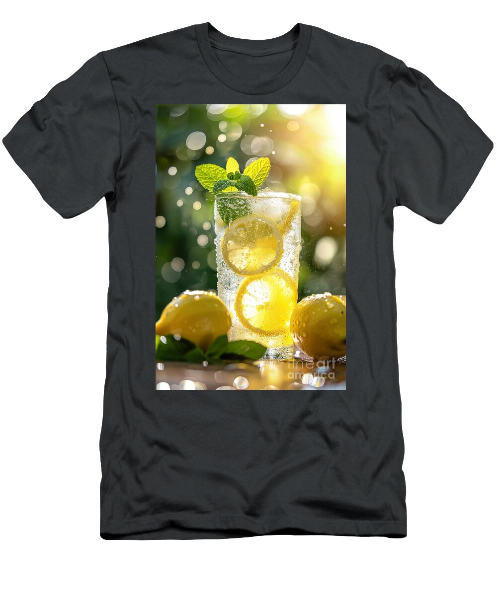 1 Cold Lemonade Glass with Lemon Slices and Mint Leaves Michal Bednarek T-Shirt