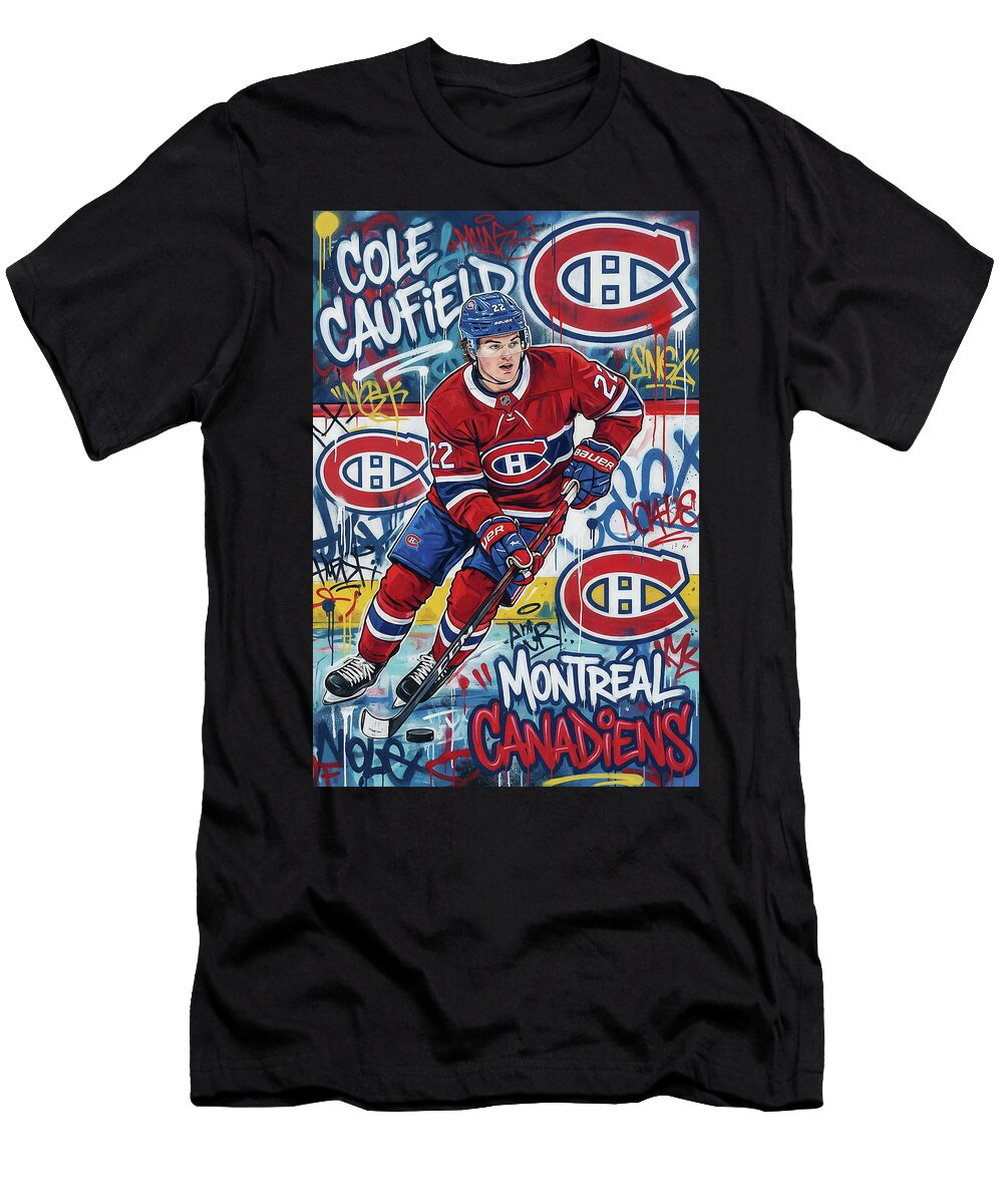 1 Cole Caufield Graffiti Poster Hockey Player NHL Sampadart Gallery T-Shirt