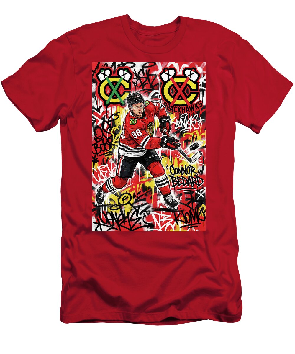1 Connor Bedard Graffiti Poster Hockey Player NHL Sampadart Gallery T-Shirt