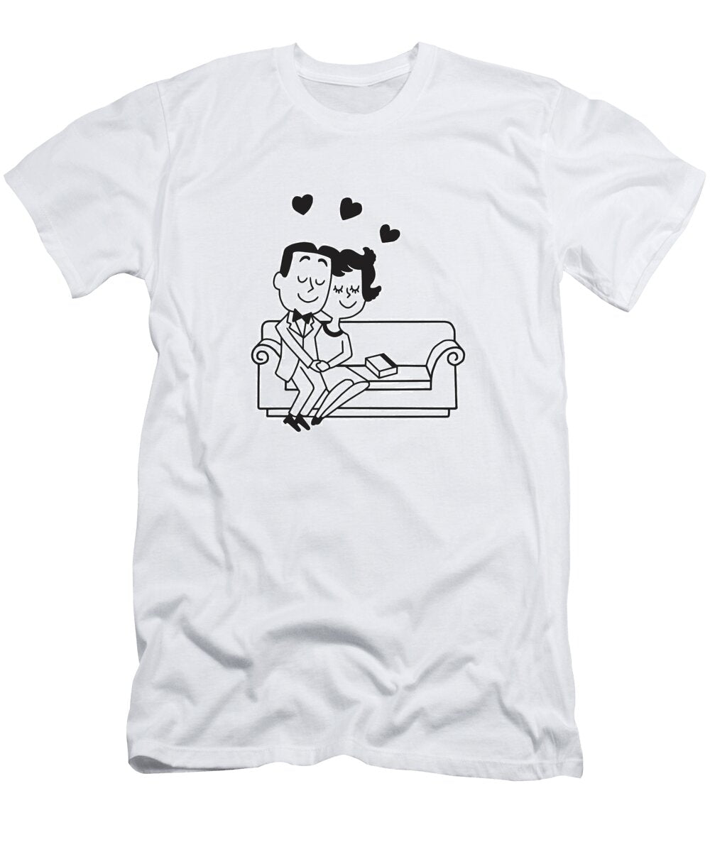 1 Couple Cuddling on the Couch Csa Images T-Shirt