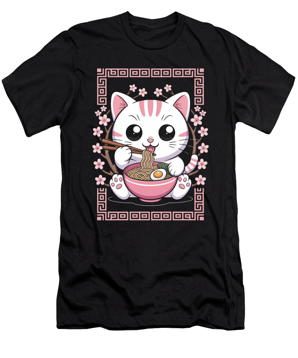 1 Cute Cat Eating Ramen Joanna Redesiuk T-Shirt