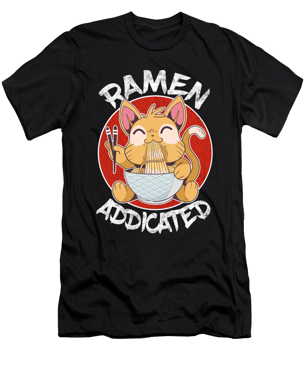 1 Cute Funny Japanese Ramen Lover Cat Noodles Kawaii Lisa Stronzi T-Shirt