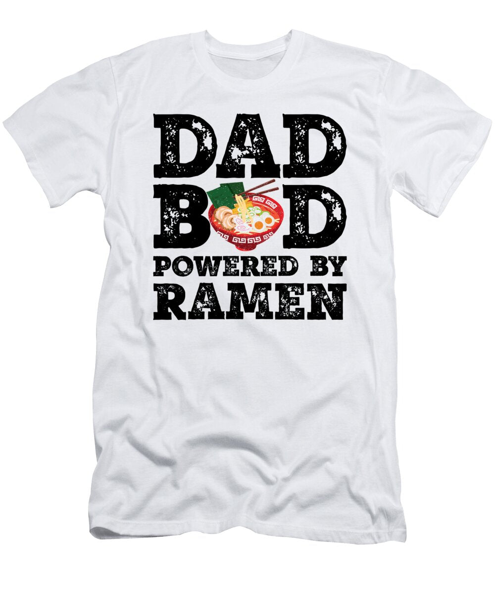 1 Dad Bod Powered By Ramen Father Figure Gifts Idea with Funny Graphic for Food Lovers Orange Pieces T-Shirt