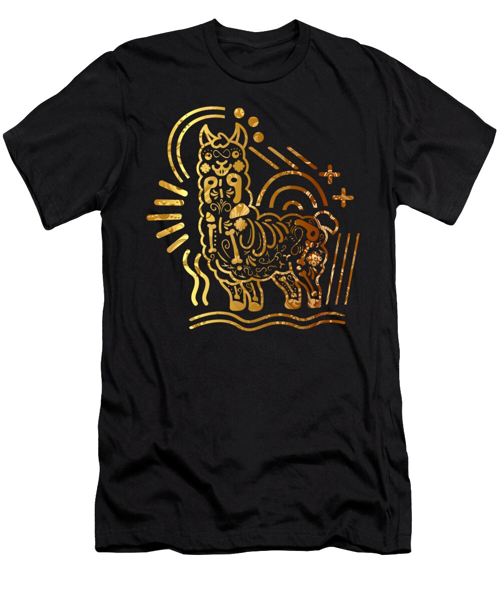 1 Dia De Los Muertos Llama Sugar Skull Floral Dead Alpaca Animal Skeleton Halloween Costume Mexico Holiday Sifou Store T-Shirt