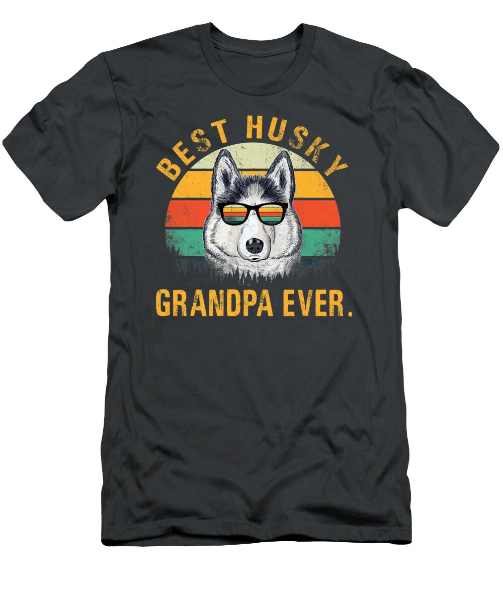 1 Dog Vintage Best Husky Grandpa Ever Fathers Day Dhbubble T-Shirt