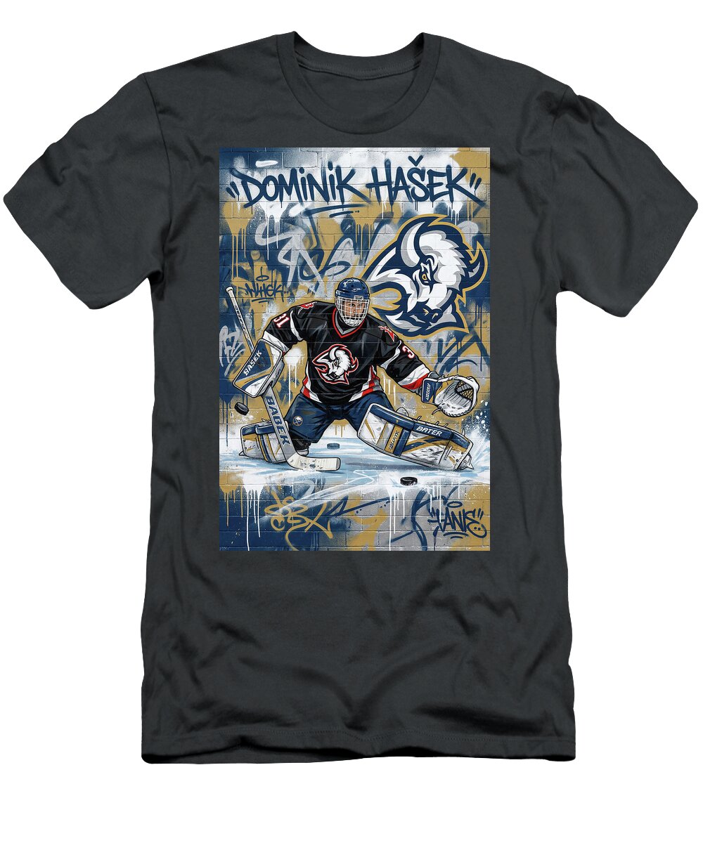 1 Dominik Hasek Graffiti Poster Hockey Player NHL Sampadart Gallery T-Shirt