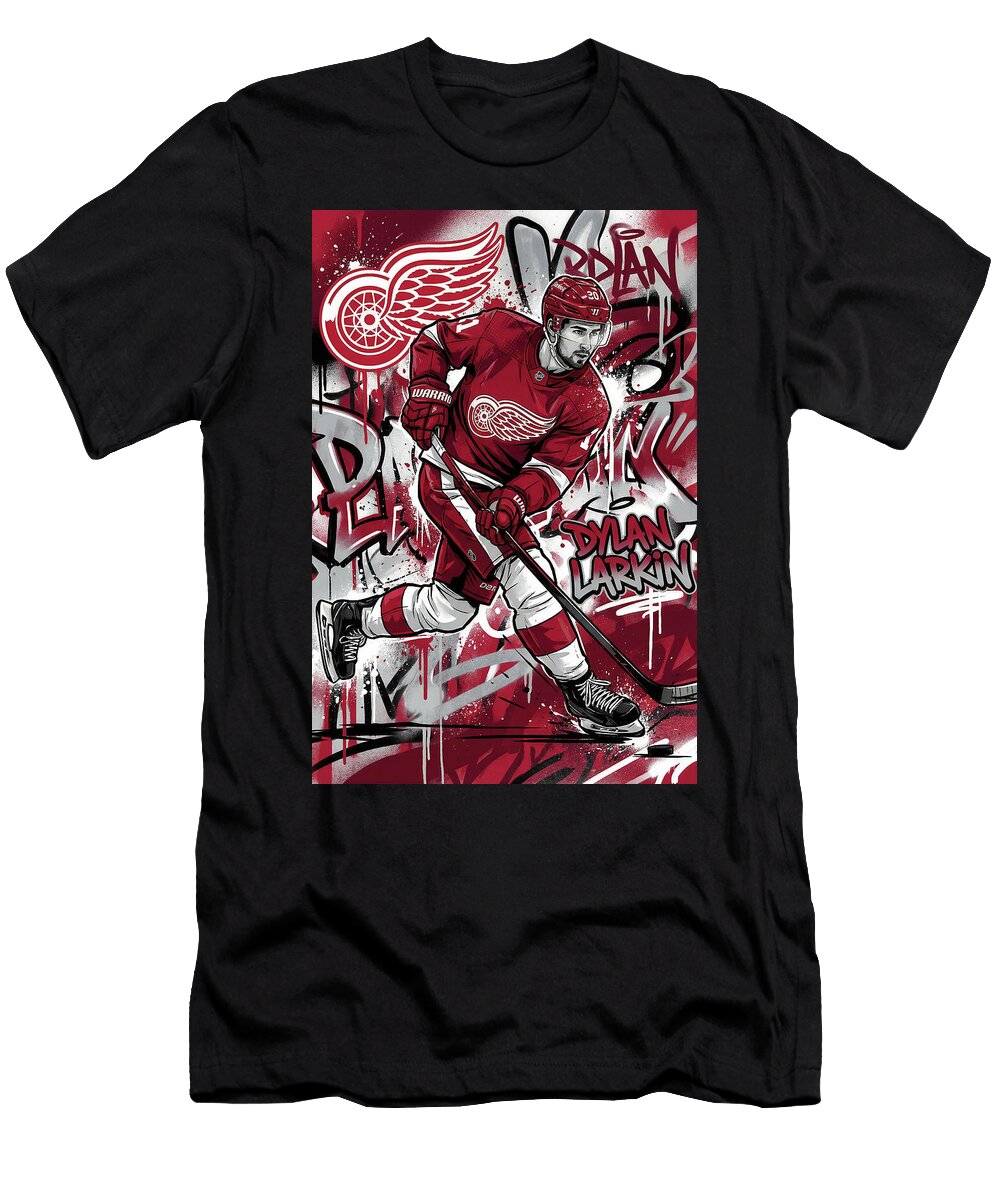 1 Dylan Larkin Graffiti Poster Hockey Player NHL Sampadart Gallery T-Shirt