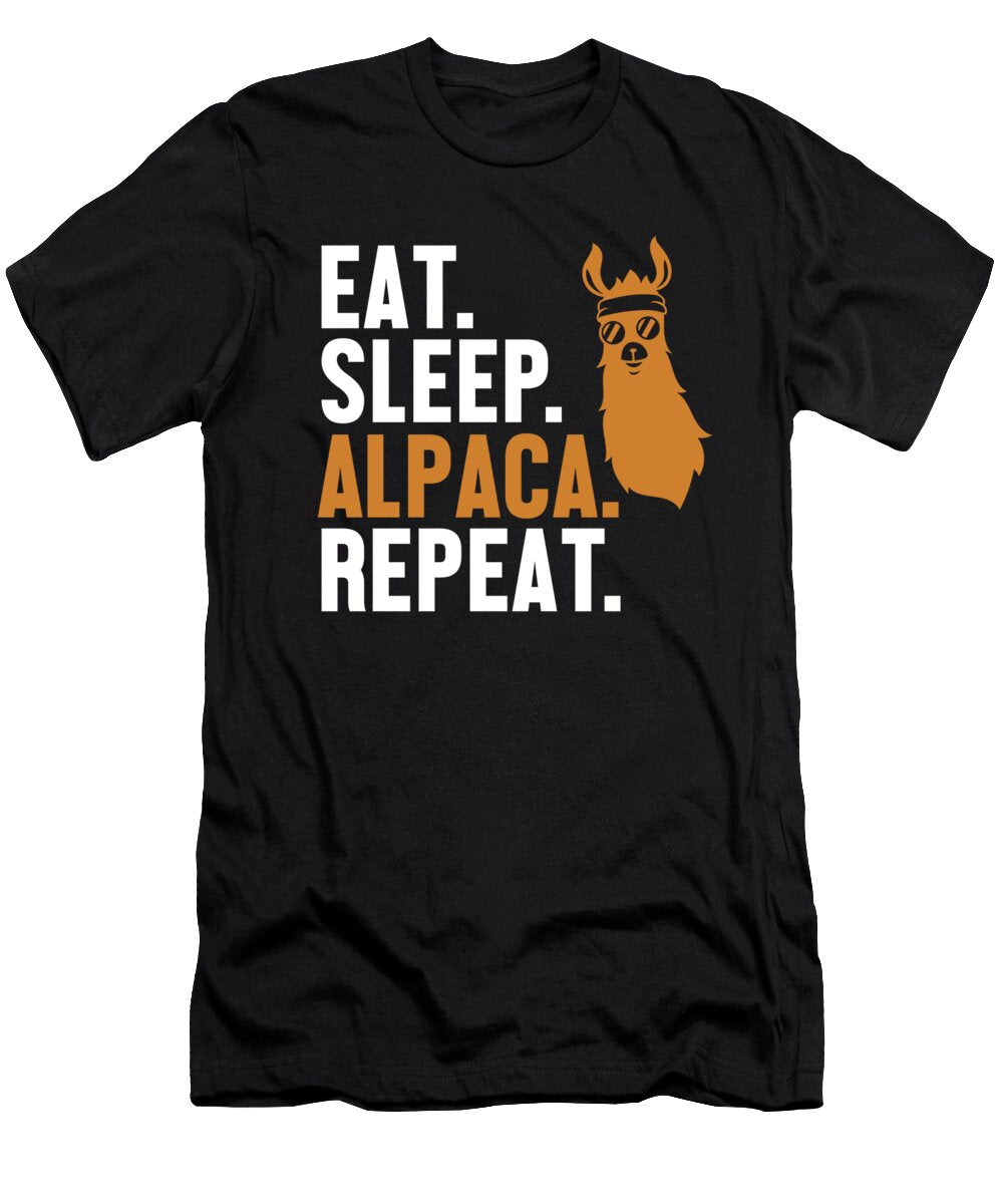 1 Eat Sleep Alpaca Repeat Llama Vicuna Guanaco Breeder Alpaca Marco Rothe T-Shirt