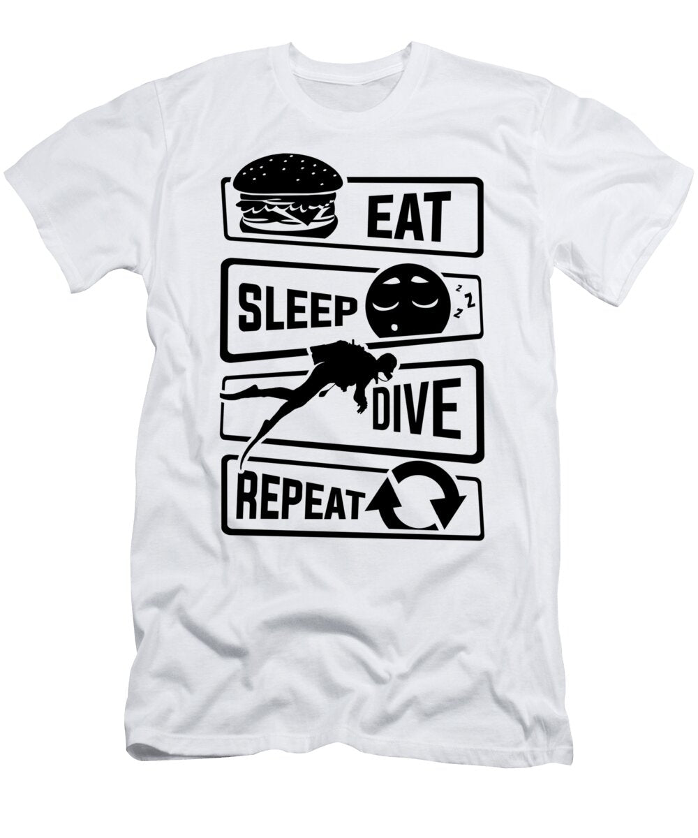 1 Eat Sleep Dive Repeat Diving Reef Lake Diver Sea Mister T-Shirt