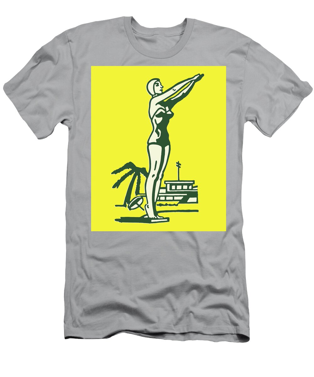 1 Female Diver About to Jump Csa Images T-Shirt