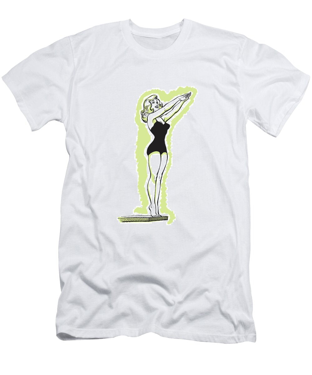 1 Female Diver Ready to Jump Csa Images T-Shirt