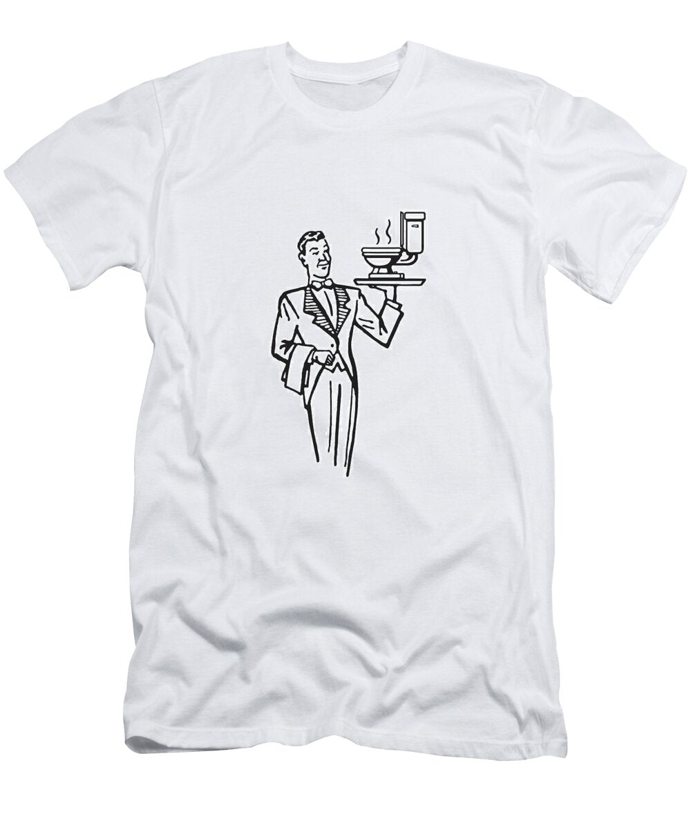 1 Fine Dining Waiter with Toilet on Tray Csa Images T-Shirt