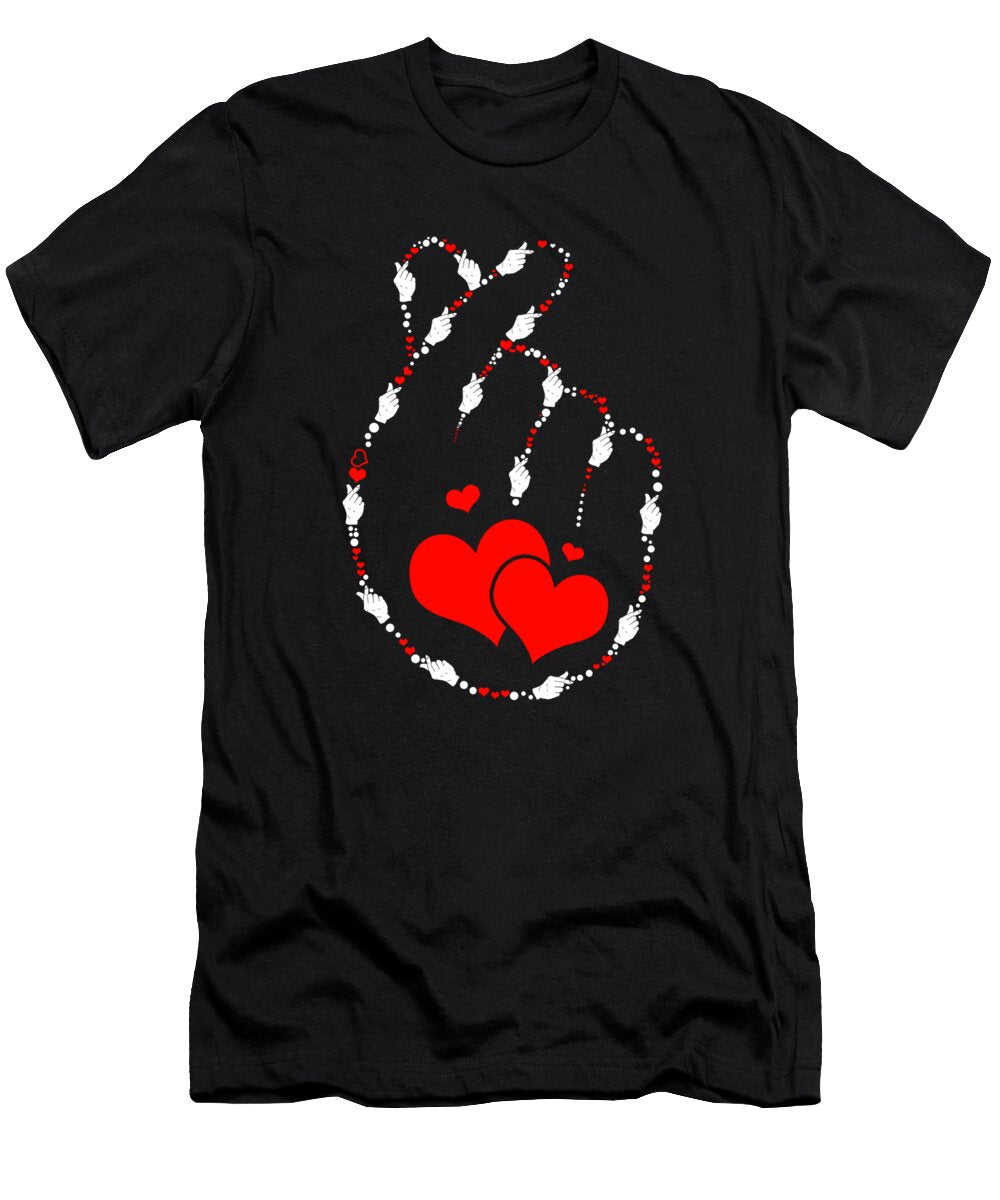 1 Finger Heart Korean Heart Kpop Fan I Love You Symbol Saranghae Kdrama Lover Birthday Gift for Girls Boba Tea Kimichi Ramen Sifou Store T-Shirt