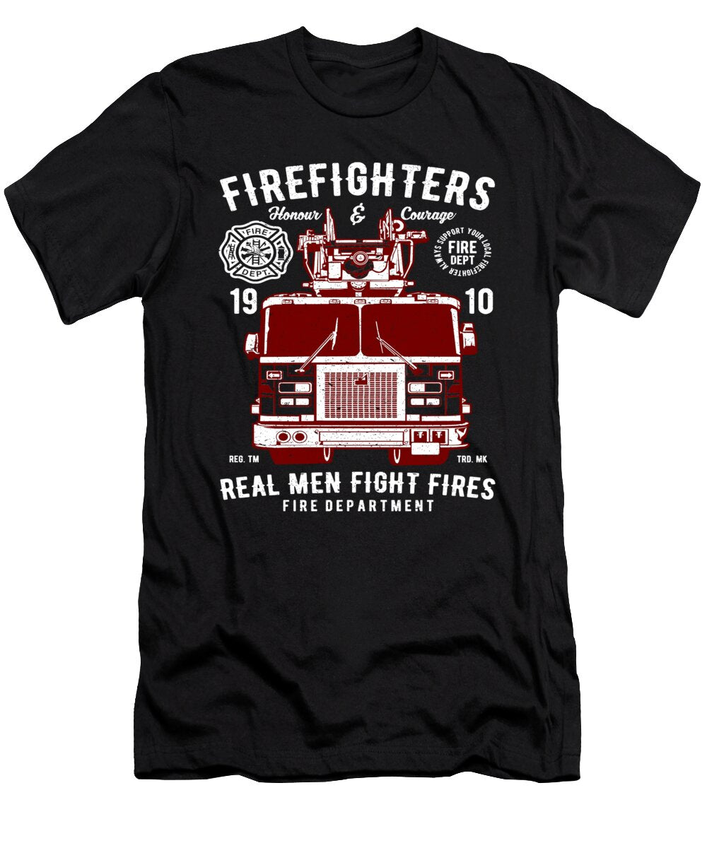 1 Firefighters Real Men Fight Fires Fireman Florian Dold Art T-Shirt