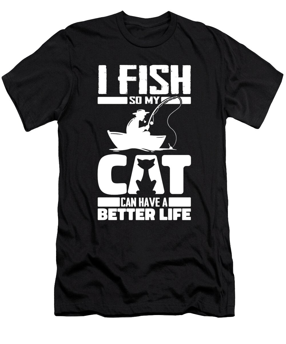 1 Fishing Cat Angling Angler Fisherman Crazy Squirrel T-Shirt