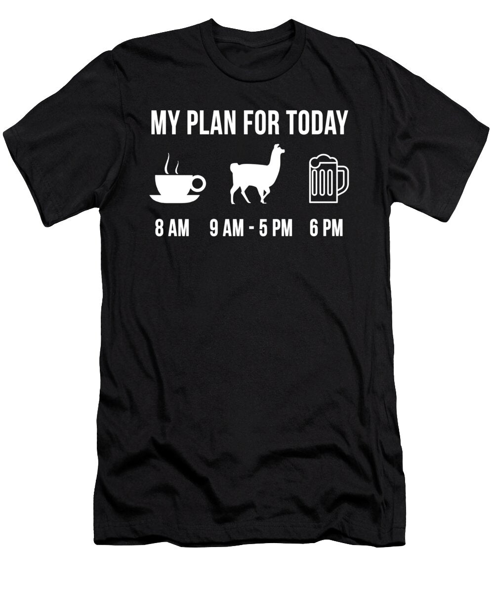 1 Funny Alpaca Farming My Plan for Today Lukas Davis T-Shirt