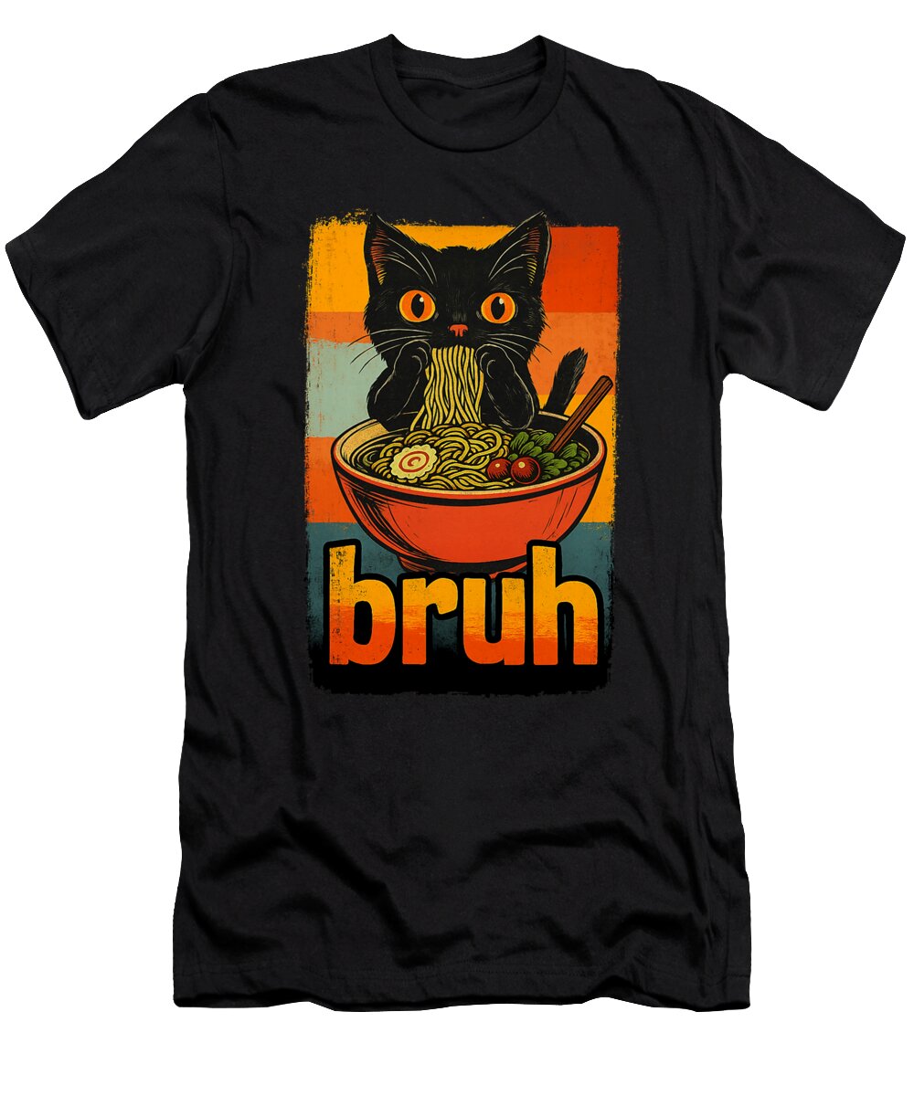 1 Funny Cat Eating Japanese Ramen Noodles Gifts Zyneu Gangd T-Shirt