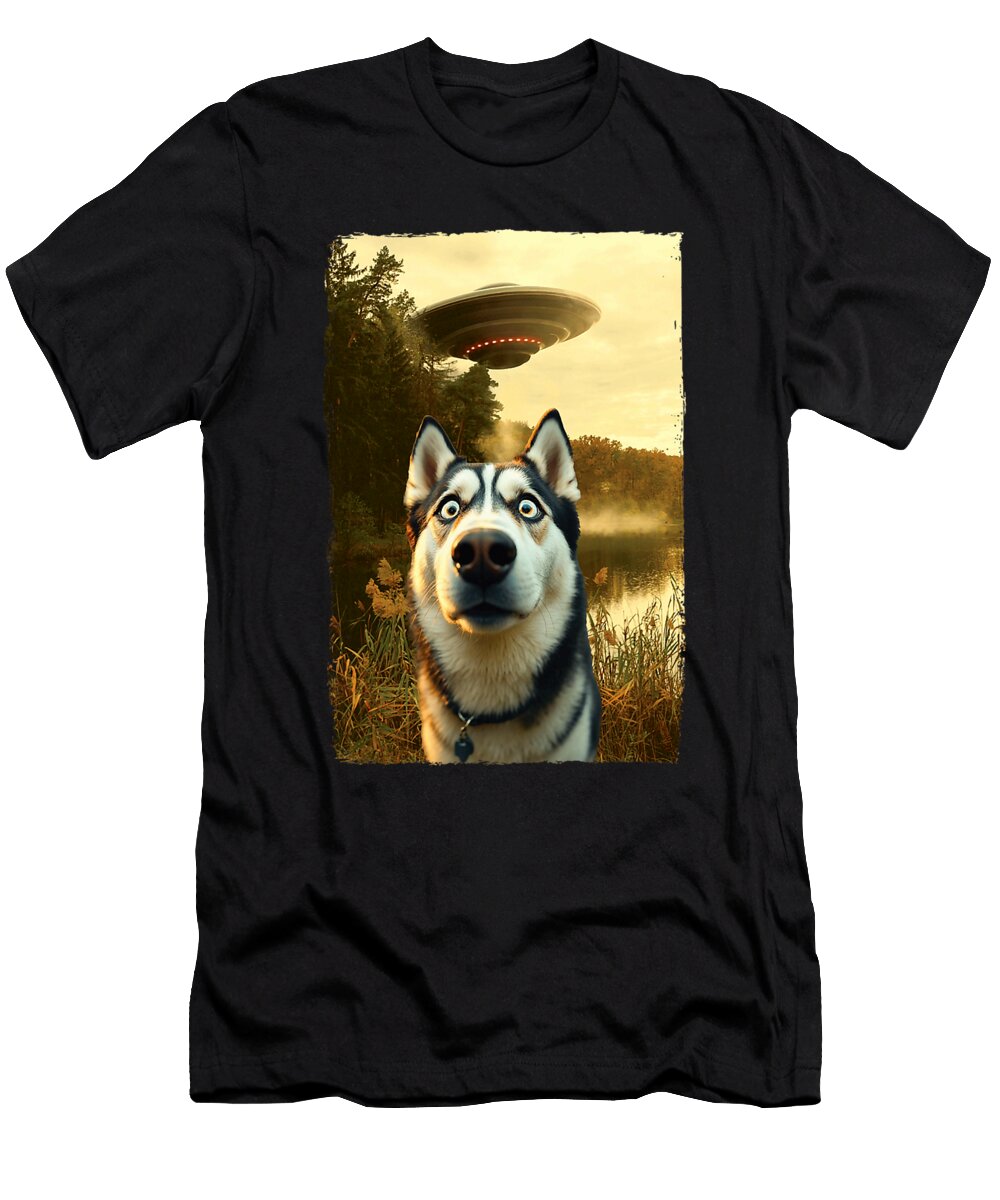 1 Funny Husky Ufo Encounter Hilarious Husky Dog Zyneu Gangd T-Shirt