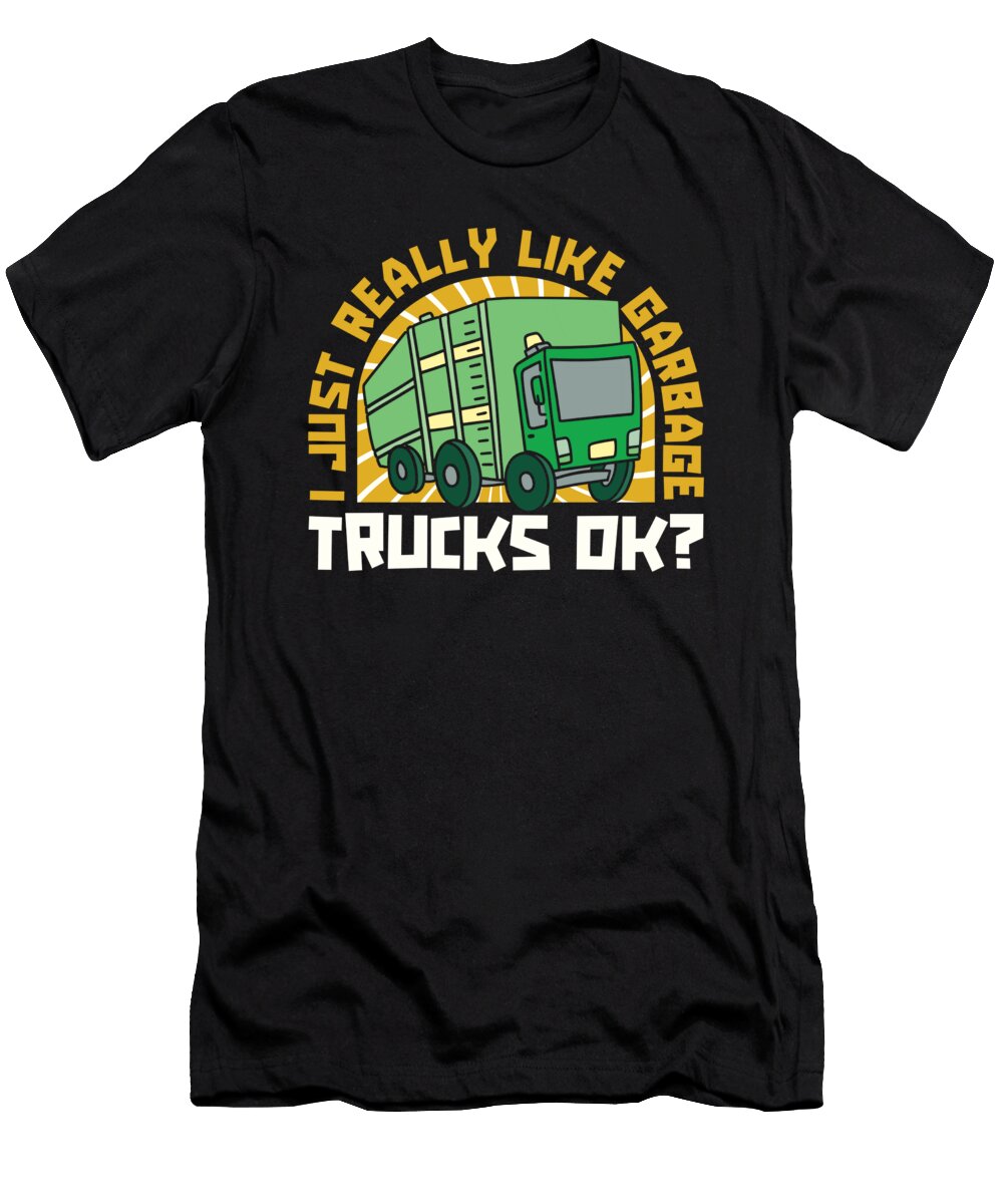 1 Funny Truck Driver Trucker Trucking Rig Garbage Truck Crazy Squirrel T-Shirt