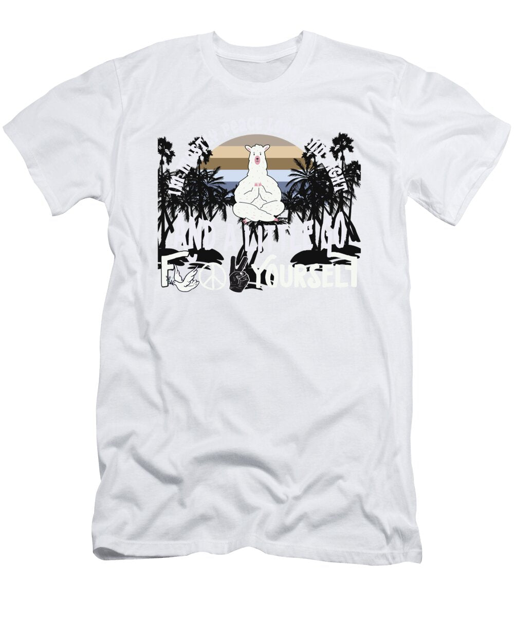 1 Funny Yogi Print Lama Peace Makes Yoga Hippie Hendrik Roeder T-Shirt