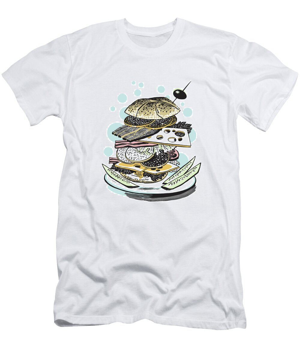 1 Giant Sandwich on Plate with Pickles on the Side Csa Images T-Shirt