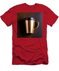 1 Gold Textured Metallic Coffee Cup with Black Lid on Dark Background Talha Khan T-Shirt