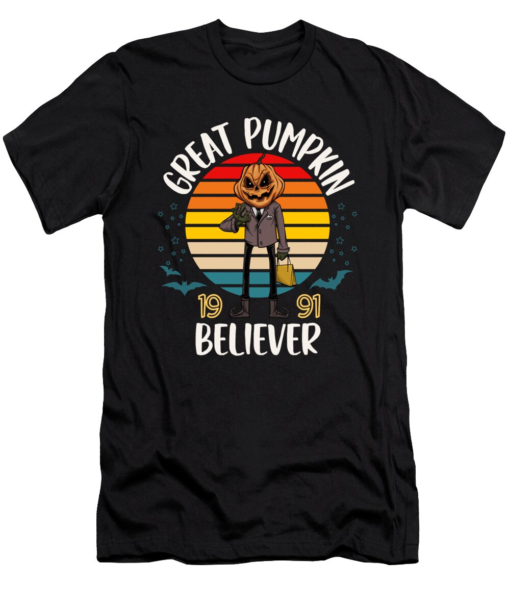 1 Great Pumpkin Believer 1991 Halloween Vintage and Words T-Shirt